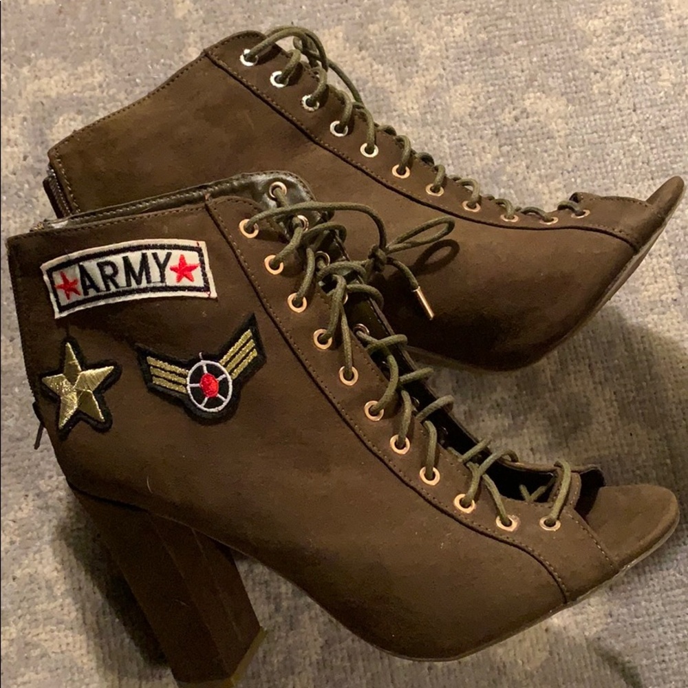 Army lace up booties